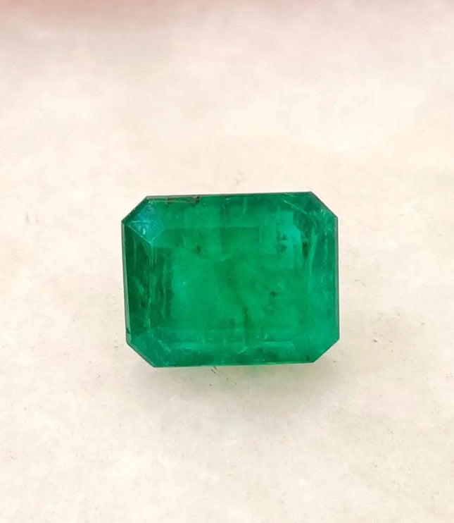 GSI Certified 3.67ct Medium Deep Green Zambian Emerald , Natural Earth Mined Gemstone. - SMSGEMS 
