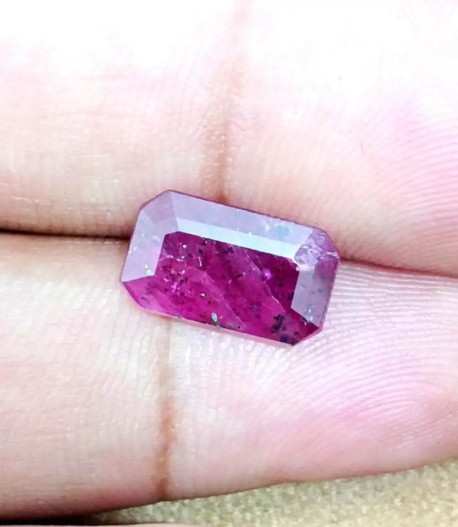 GSI Certified 4.04ct Maroon Red Ruby, Natural Gemstone - SMSGEMS 