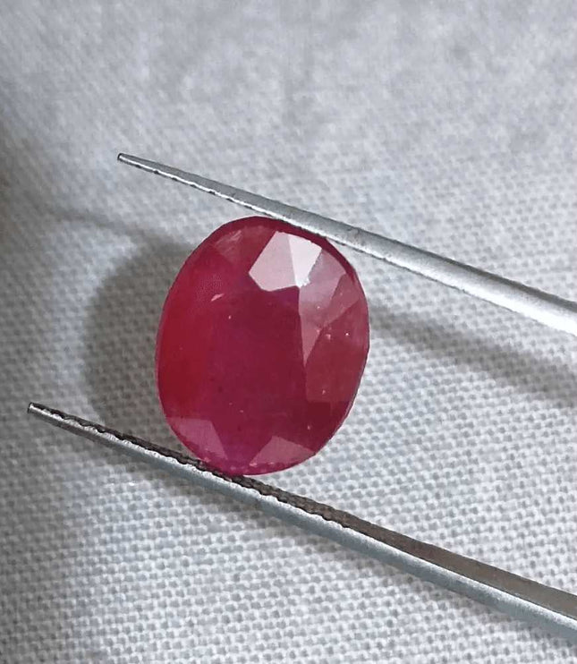GSI Certified 4.12ct Ruby Natural Untreated Gemstone - SMSGEMS 