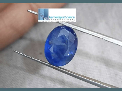 4.15ct Blue Ceylon Sapphire GSI Certified - SMSGEMS 