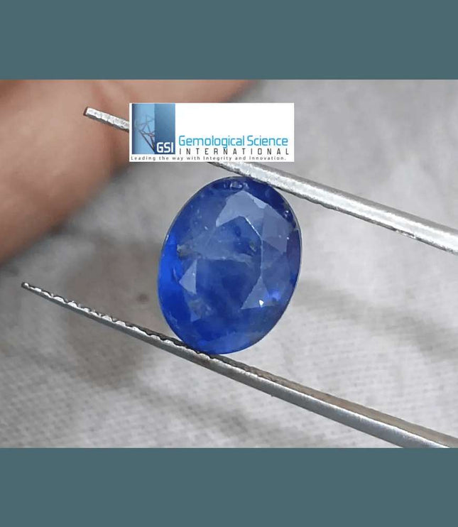 4.15ct Blue Ceylon Sapphire GSI Certified - SMSGEMS 
