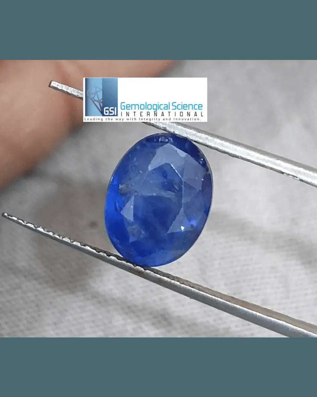 4.15ct Blue Ceylon Sapphire GSI Certified - SMSGEMS 