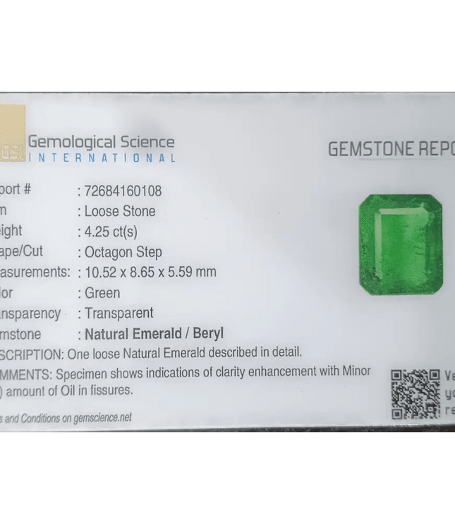 4.25ct GSI Certified Vivid Deep Green Natural Earth Mined - SMSGEMS 