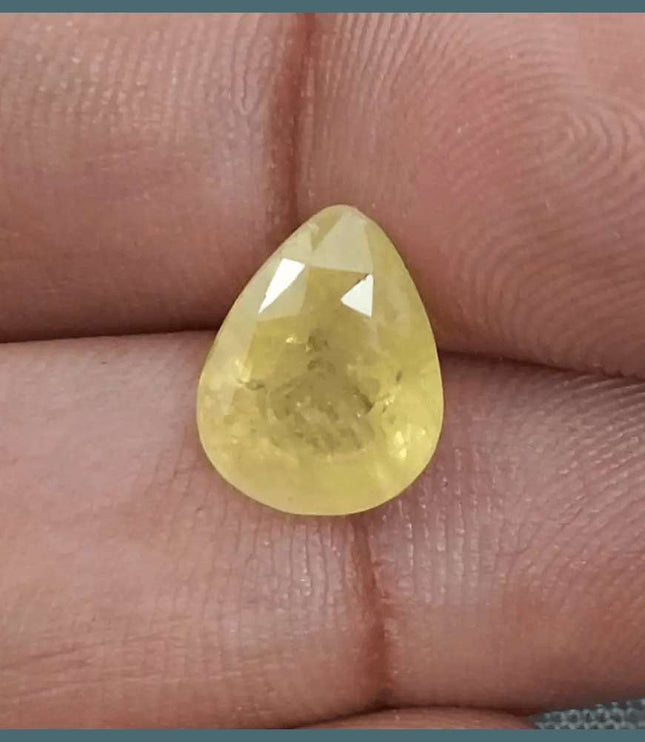 4.35ct Yellow Sapphire Natural Untreated Gemstone GSI Certified Ceylon - SMSGEMS 