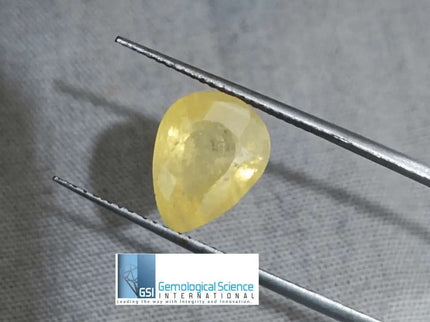 4.35ct Yellow Sapphire Natural Untreated Gemstone GSI Certified Ceylon - SMSGEMS 