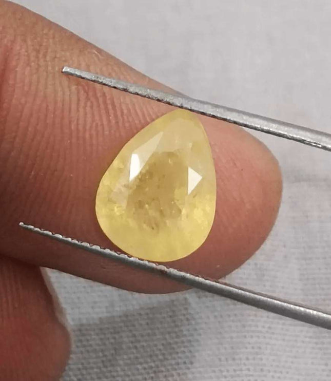 4.35ct Yellow Sapphire Natural Untreated Gemstone GSI Certified Ceylon - SMSGEMS 