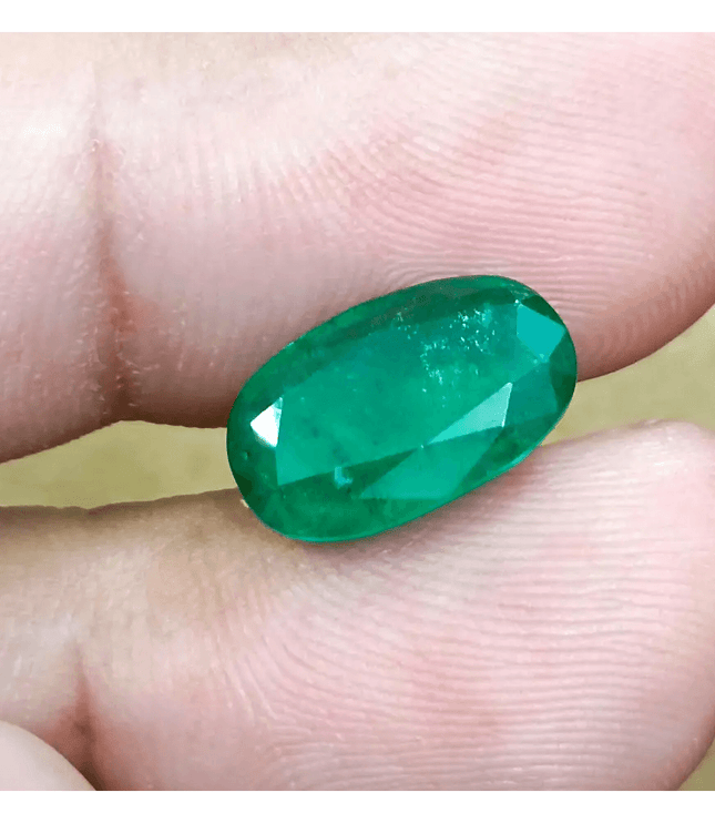 GSI Certified 4.36ct Deep Velvet Green Zambian Emerald , 100% Natural Earth Mined Gemstone. - SMSGEMS 