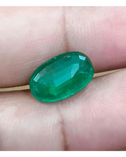 GSI Certified 4.36ct Deep Velvet Green Zambian Emerald , 100% Natural Earth Mined Gemstone. - SMSGEMS 