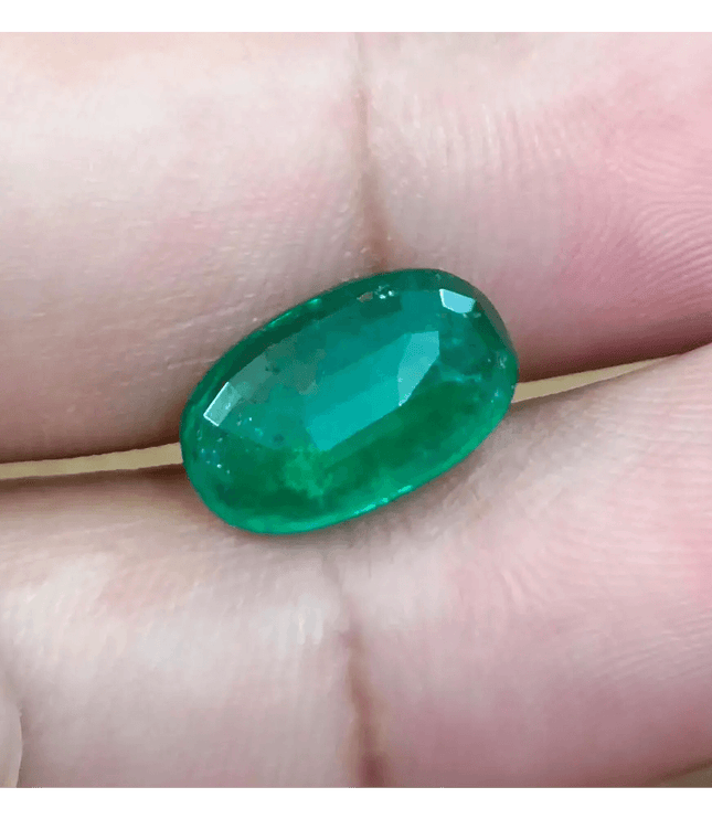 GSI Certified 4.36ct Deep Velvet Green Zambian Emerald , 100% Natural Earth Mined Gemstone. - SMSGEMS 