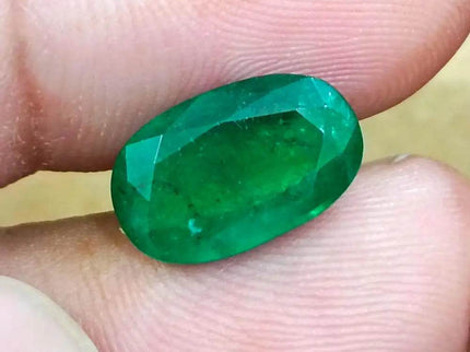 GSI Certified 4.36ct Deep Velvet Green Zambian Emerald , 100% Natural Earth Mined Gemstone. - SMSGEMS 