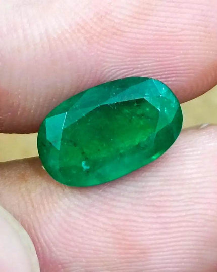 GSI Certified 4.36ct Deep Velvet Green Zambian Emerald , 100% Natural Earth Mined Gemstone. - SMSGEMS 