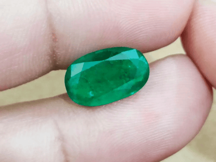 GSI Certified 4.36ct Deep Velvet Green Zambian Emerald , 100% Natural Earth Mined Gemstone. - SMSGEMS 