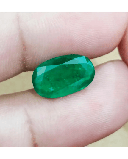 GSI Certified 4.36ct Deep Velvet Green Zambian Emerald , 100% Natural Earth Mined Gemstone. - SMSGEMS 