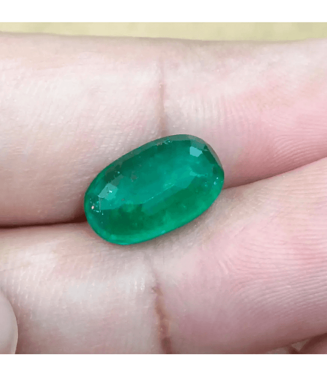 GSI Certified 4.36ct Deep Velvet Green Zambian Emerald , 100% Natural Earth Mined Gemstone. - SMSGEMS 