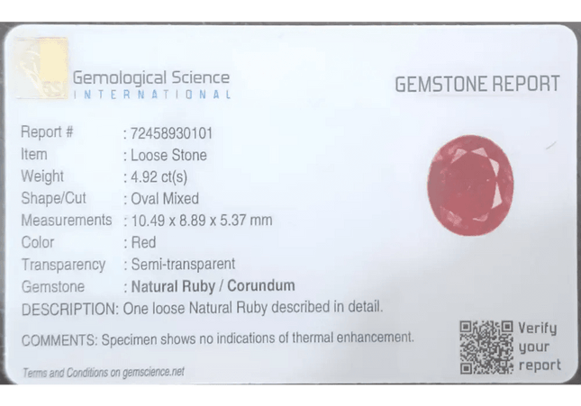 4.92ct Natural Untreated Ruby Stunning Natural Ruby 4.92ct Ruby 4.92ct Untreated Gemstone - SMSGEMS 