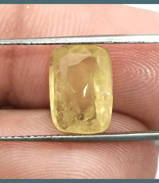 5.44ct Intense Yellow Ceylon Sapphire GSI Certified - SMSGEMS 