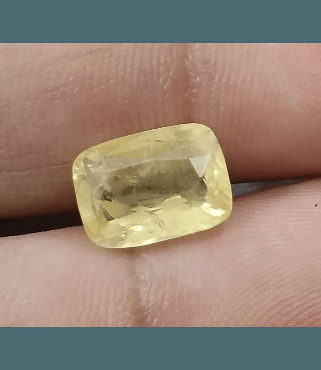 5.44ct Intense Yellow Ceylon Sapphire GSI Certified - SMSGEMS 