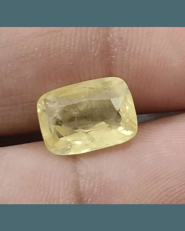 5.44ct Intense Yellow Ceylon Sapphire GSI Certified - SMSGEMS 