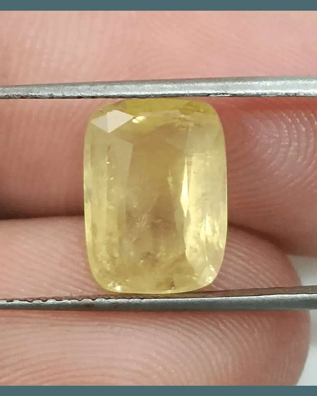 5.44ct Intense Yellow Ceylon Sapphire GSI Certified - SMSGEMS 
