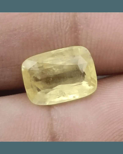 5.44ct Intense Yellow Ceylon Sapphire GSI Certified - SMSGEMS 