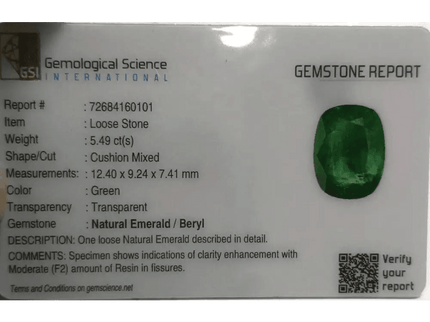 GSI Certified 5.49ct Alpine Green Natural Gemstone - SMSGEMS 