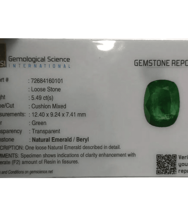 GSI Certified 5.49ct Alpine Green Natural Gemstone - SMSGEMS 