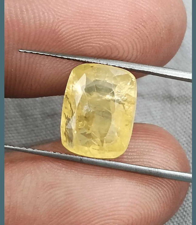 8.36ct Natural Yellow Ceylon Sapphire GSI Certified - SMSGEMS 