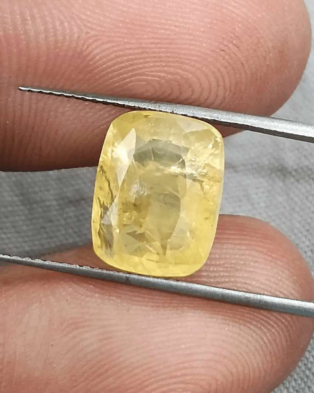 8.36ct Natural Yellow Ceylon Sapphire GSI Certified - SMSGEMS 