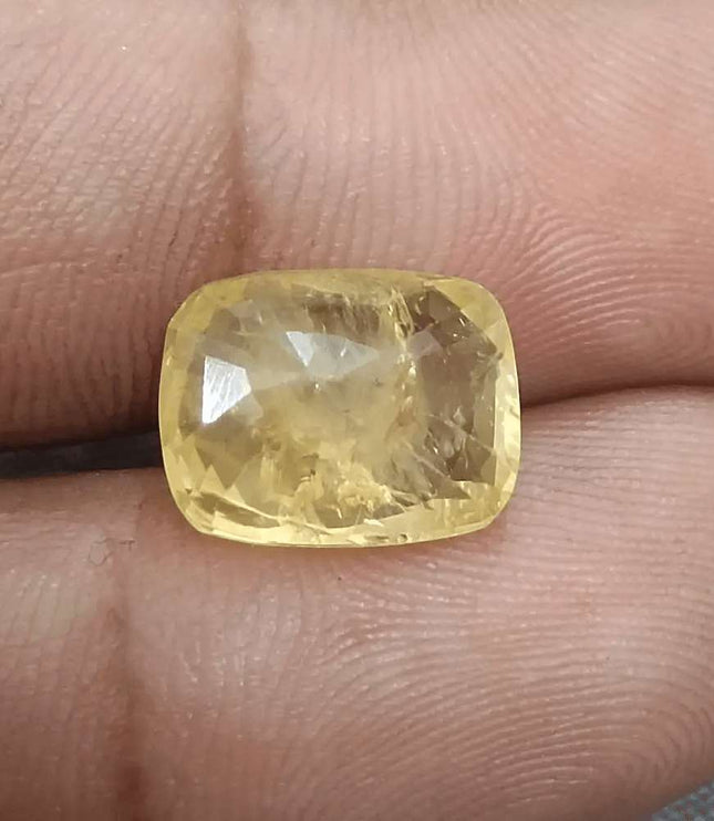 8.36ct Natural Yellow Ceylon Sapphire GSI Certified - SMSGEMS 