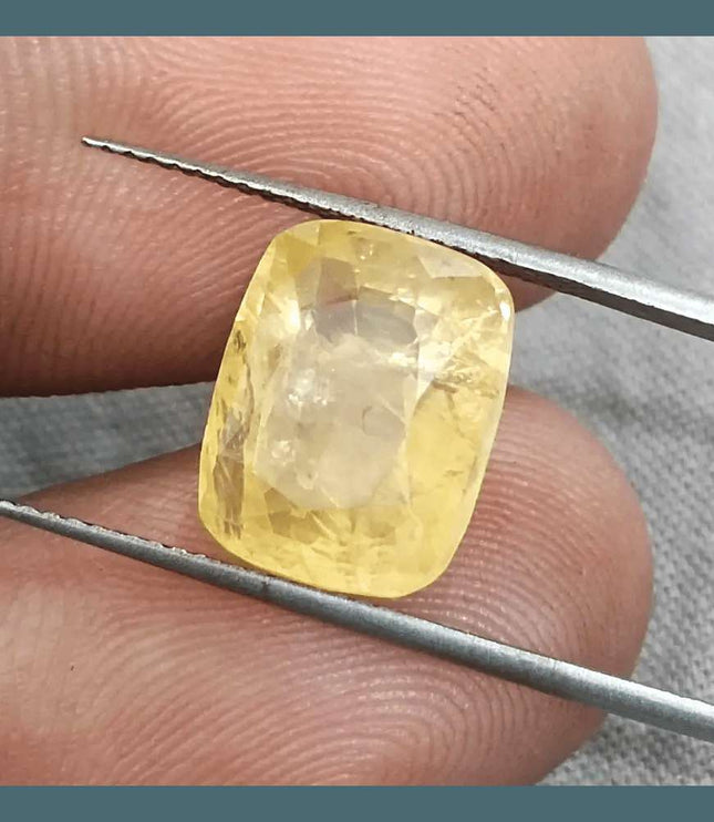 8.36ct Natural Yellow Ceylon Sapphire GSI Certified - SMSGEMS 