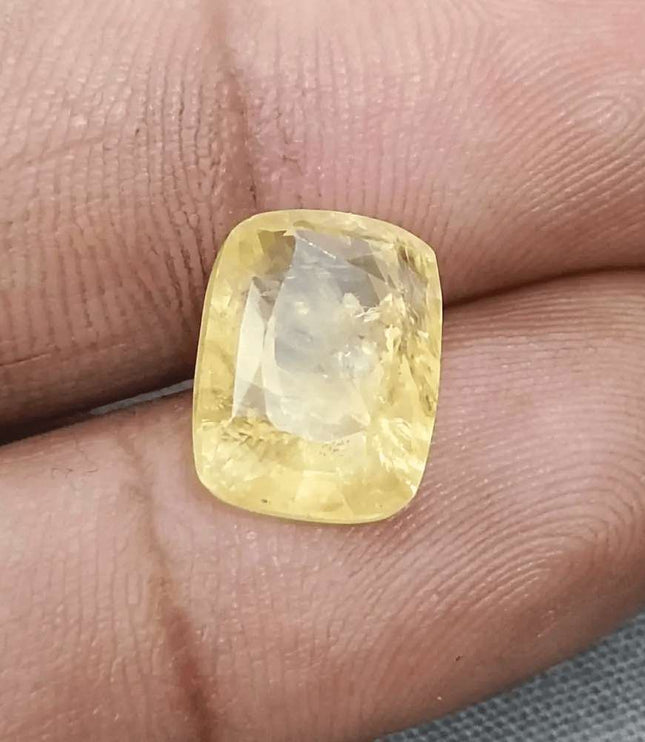 8.36ct Natural Yellow Ceylon Sapphire GSI Certified - SMSGEMS 