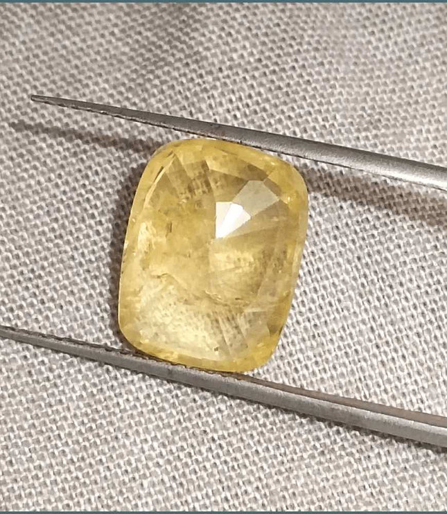 8.36ct Natural Yellow Ceylon Sapphire GSI Certified - SMSGEMS 