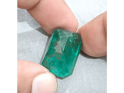 HUGE GSI Certified 36.95ct Deep Green Zambian Emerald , Natural Earth Mined Gemstone - SMSGEMS 