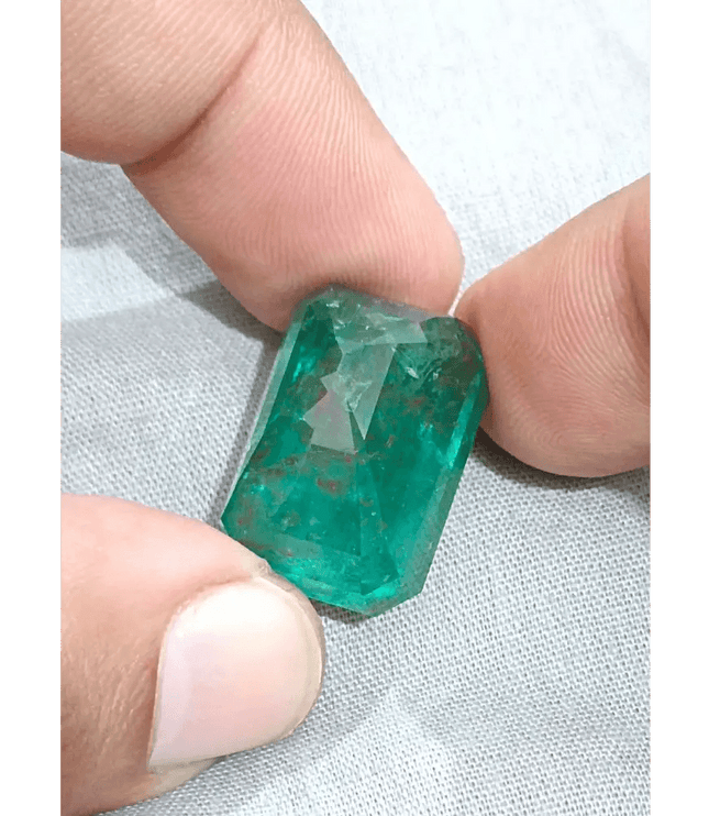 HUGE GSI Certified 36.95ct Deep Green Zambian Emerald , Natural Earth Mined Gemstone - SMSGEMS 