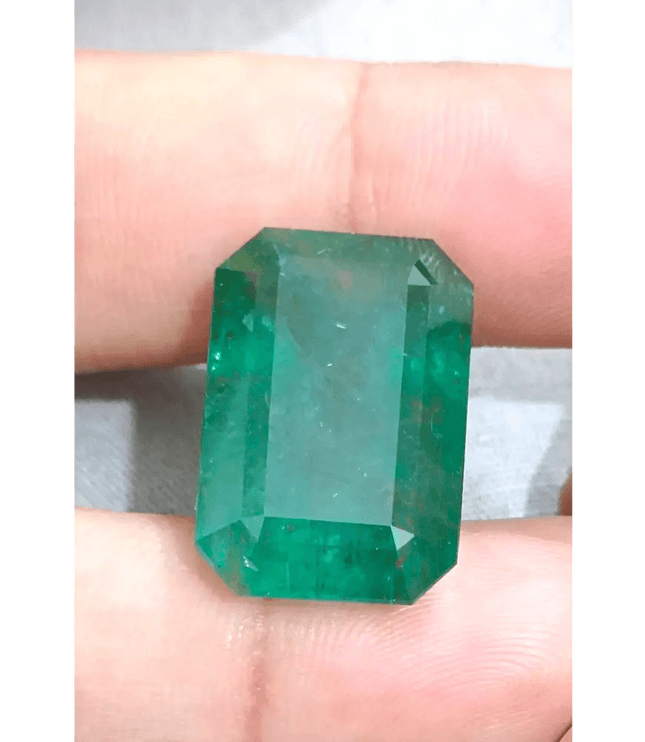 HUGE GSI Certified 36.95ct Deep Green Zambian Emerald , Natural Earth Mined Gemstone - SMSGEMS 