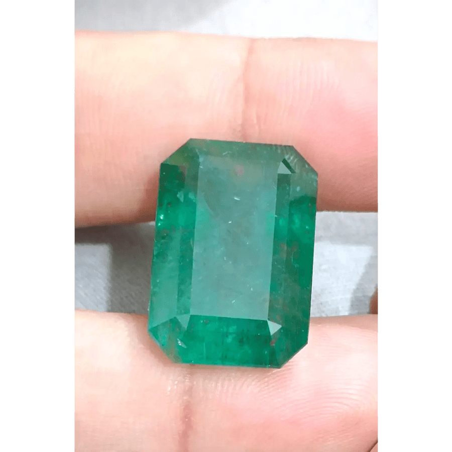 HUGE GSI Certified 36.95ct Deep Green Zambian Emerald , Natural Earth Mined Gemstone - SMSGEMS 