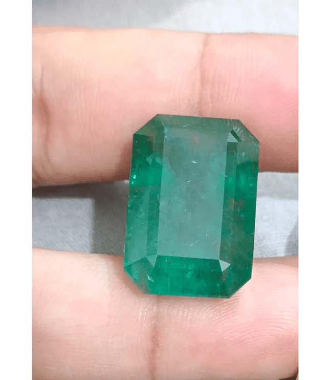 HUGE GSI Certified 36.95ct Deep Green Zambian Emerald , Natural Earth Mined Gemstone - SMSGEMS 