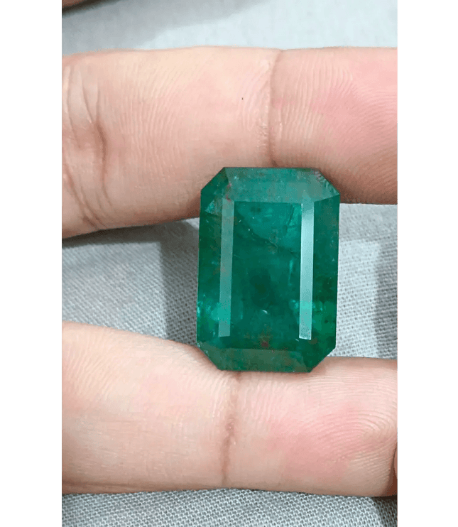 HUGE GSI Certified 36.95ct Deep Green Zambian Emerald , Natural Earth Mined Gemstone - SMSGEMS 