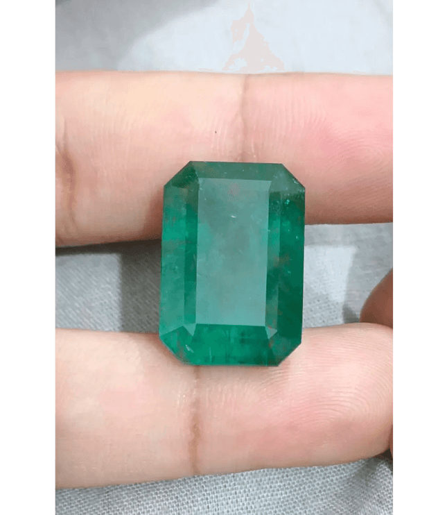 HUGE GSI Certified 36.95ct Deep Green Zambian Emerald , Natural Earth Mined Gemstone - SMSGEMS 
