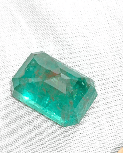 HUGE GSI Certified 36.95ct Deep Green Zambian Emerald , Natural Earth Mined Gemstone - SMSGEMS 
