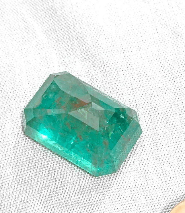 HUGE GSI Certified 36.95ct Deep Green Zambian Emerald , Natural Earth Mined Gemstone - SMSGEMS 