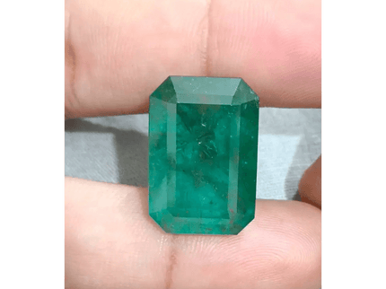 HUGE GSI Certified 36.95ct Deep Green Zambian Emerald , Natural Earth Mined Gemstone - SMSGEMS 