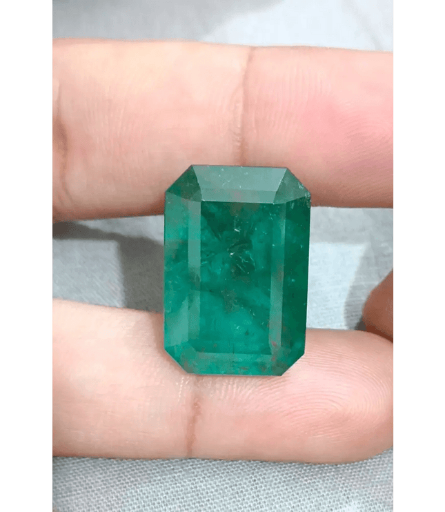 HUGE GSI Certified 36.95ct Deep Green Zambian Emerald , Natural Earth Mined Gemstone - SMSGEMS 