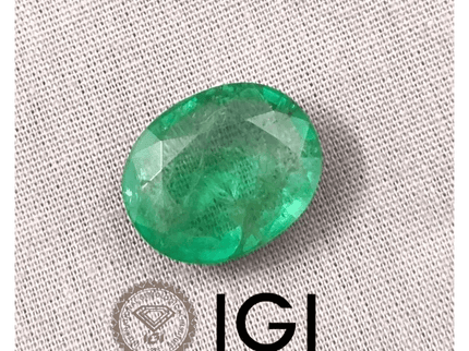 IGI Certified 13.36ct Pakistan Oval Cut Full Luster Emerald, Natural Earth Mined Gemstone. - SMSGEMS 