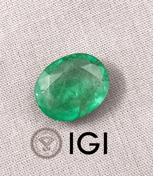 IGI Certified 13.36ct Pakistan Oval Cut Full Luster Emerald, Natural Earth Mined Gemstone. - SMSGEMS 