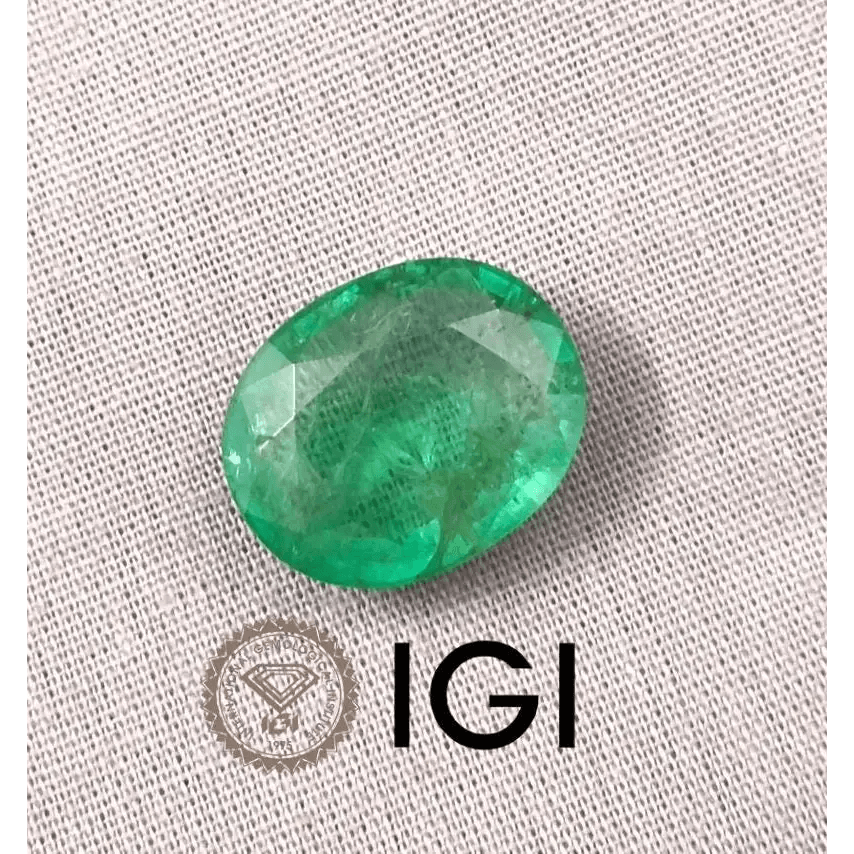 IGI Certified 13.36ct Pakistan Oval Cut Full Luster Emerald, Natural Earth Mined Gemstone. - SMSGEMS 