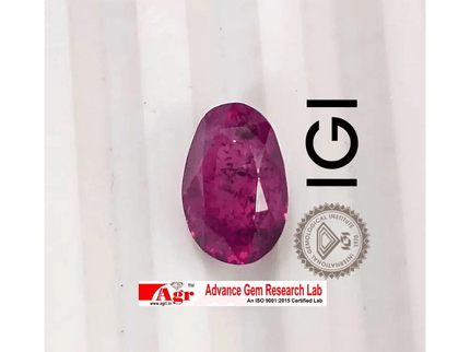 IGI Certified 3.48ct Deep Purple Red mozambique Ruby, Natural Untreated Gemstone - SMSGEMS 