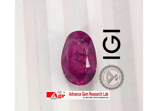 IGI Certified 3.48ct Deep Purple Red mozambique Ruby, Natural Untreated Gemstone - SMSGEMS 