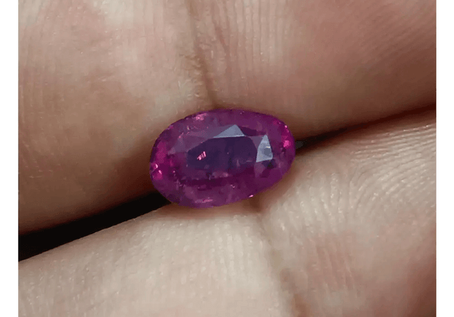 IGI Certified 3.48ct Deep Purple Red mozambique Ruby, Natural Untreated Gemstone - SMSGEMS 