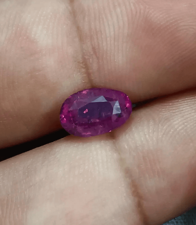 IGI Certified 3.48ct Deep Purple Red mozambique Ruby, Natural Untreated Gemstone - SMSGEMS 